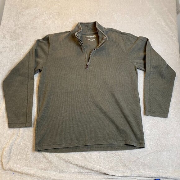 Eddie Bauer Men's Pullover Quarter Zip Sweatshirt Large Green 1/4 Zip - Picture 11 of 12